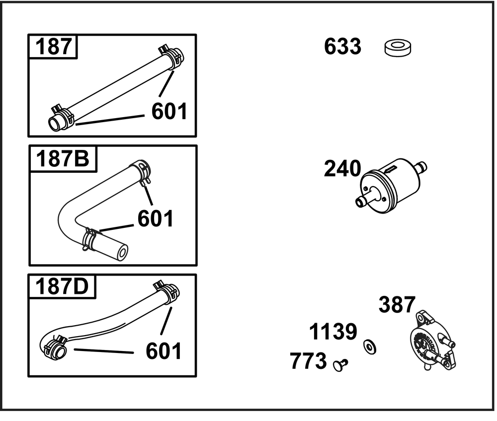 Fuel Supply Group Diagram and Parts List for 31Q507-0017-H5 200000 - 399999 Briggs and Stratton Engine